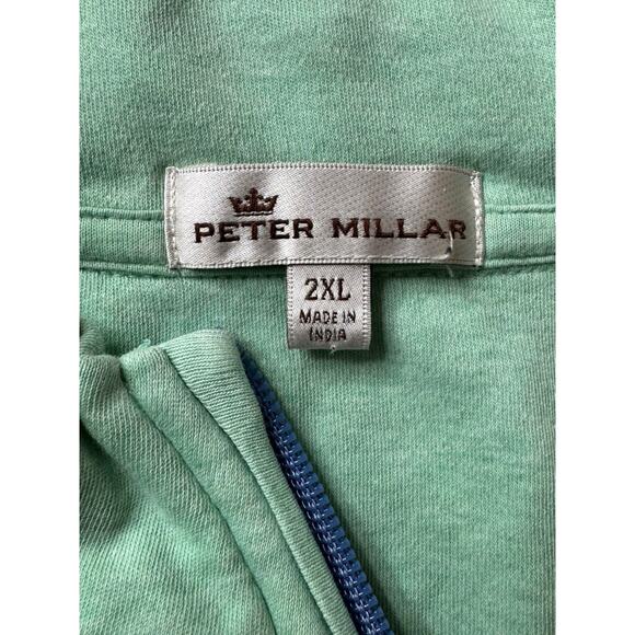 Peter Millar Perth Performance Teal Green Pullover Quarter Zip Mens 2XL Shirt - Picture 7 of 8